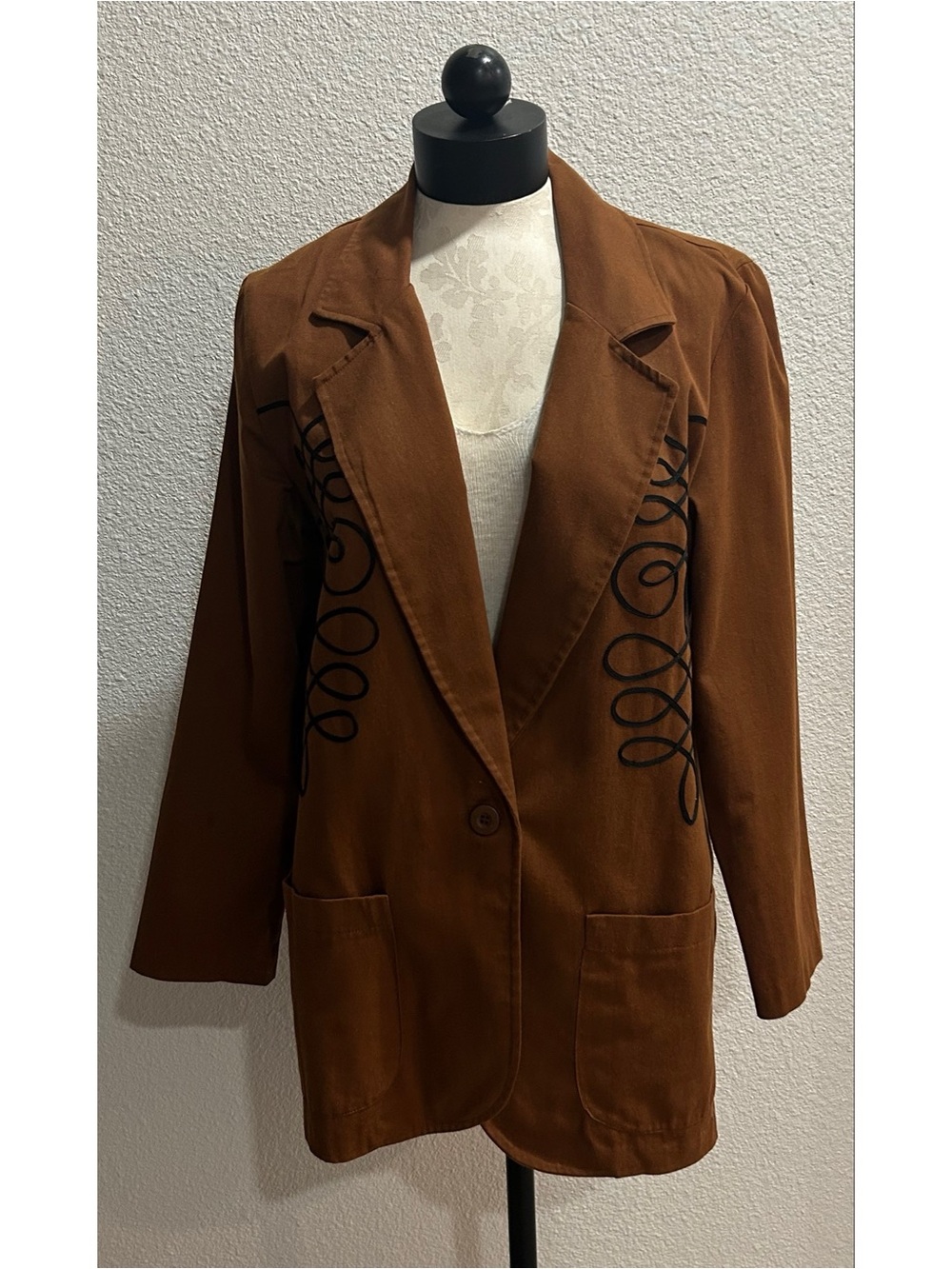 ROPER Women's Blazer Western Jacket Size Large Brown Rodeo Embroidered Vintage